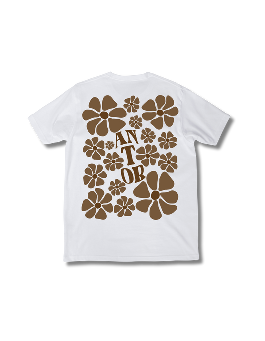BROWN DAISY T-SHIRT WHITE